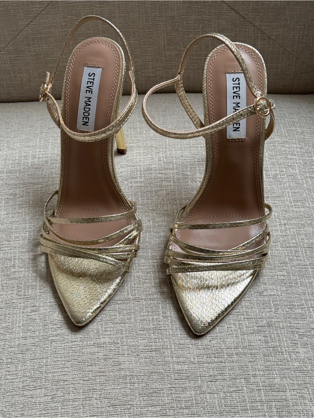Steve Madden Metallic Gold Strappy Pointed Heels